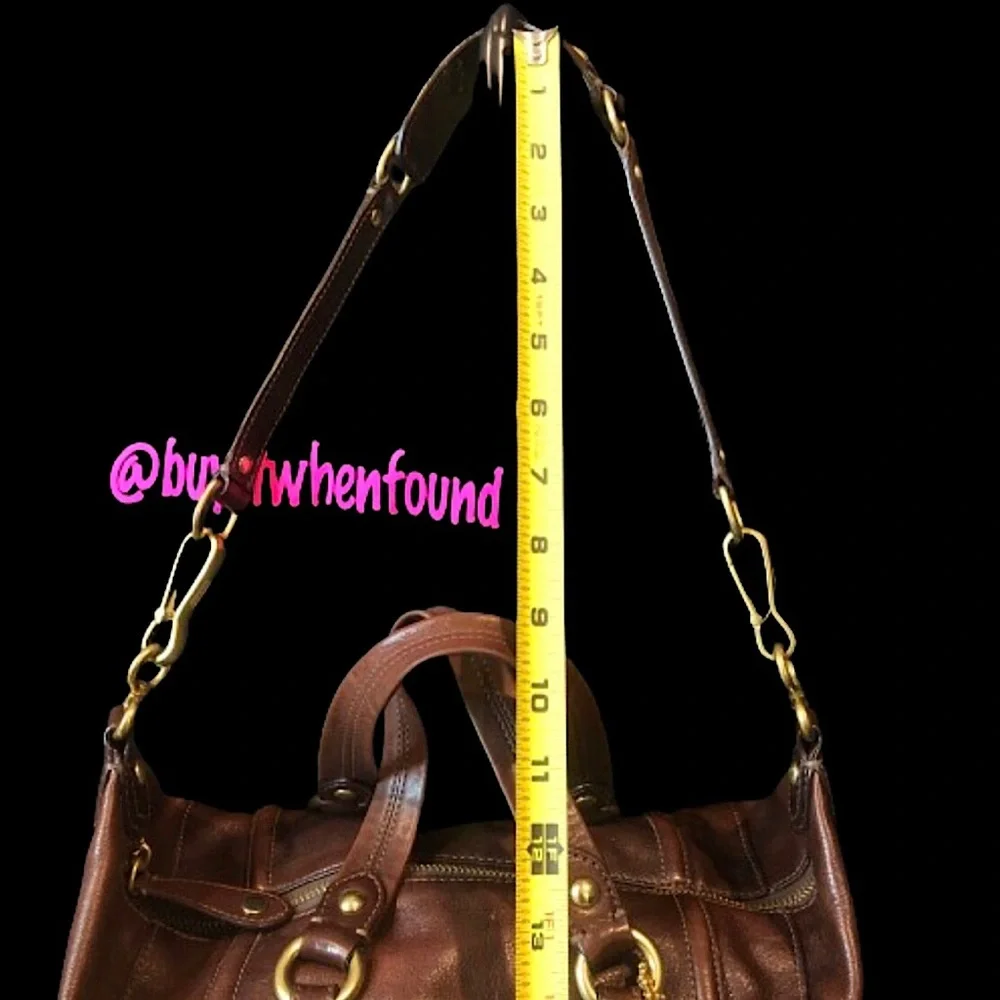 Vintage COACH Full Grain Brown Leather Top Handle Shoulder Bag NWOT